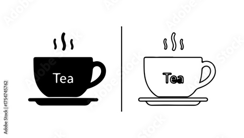 Hot tea cups with steam with transparent background