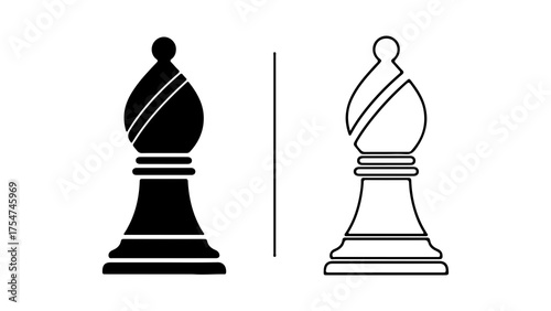 Chess queen outline and solid with transparent background