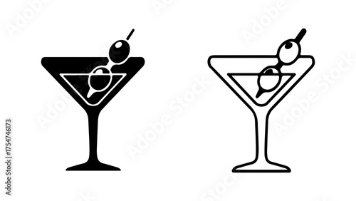 Martini glass with olive with transparent background