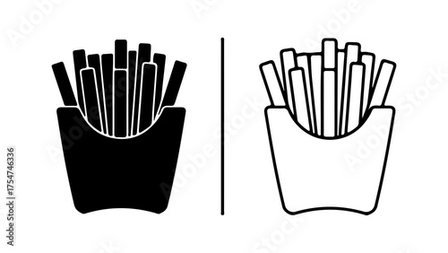 French fries in container with transparent background