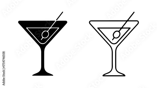 Martini glass outline with transparent background