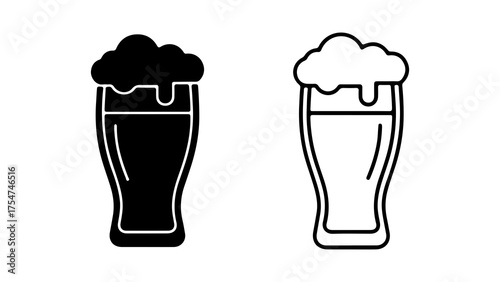 Beer glass with foam with transparent background