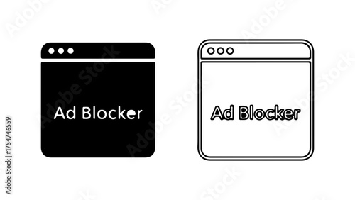 Ad blocker browser windows with transparent background