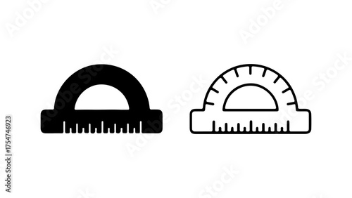 Protractor icons with outline and solid fill