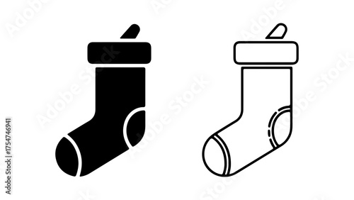 Christmas stocking outline with transparent background
