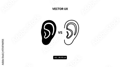 Ear icons comparison with transparent background