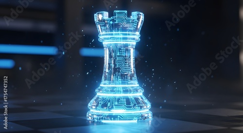 Stunning Illuminated Chess Rook Piece Photo