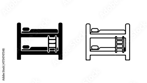 Bunk bed icon set with transparent background