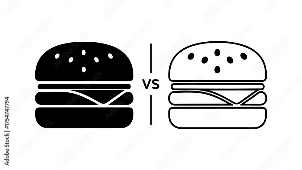 Fototapeta premium Burger comparison with transparent background