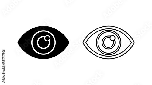Eye icons with outline and solid fill with transparent background