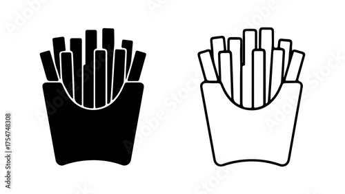 French fries in container with transparent background