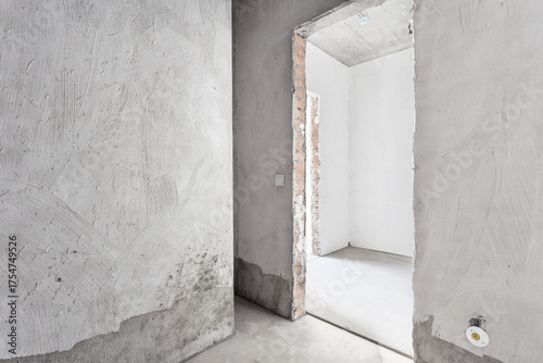 nterior of the apartment without decoration in gray colors