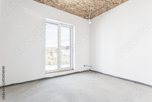 nterior of the apartment without decoration in gray colors