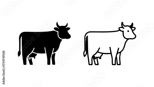 Cow icons with transparent background