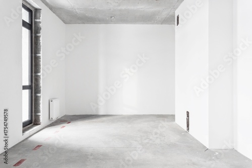 nterior of the apartment without decoration in gray colors