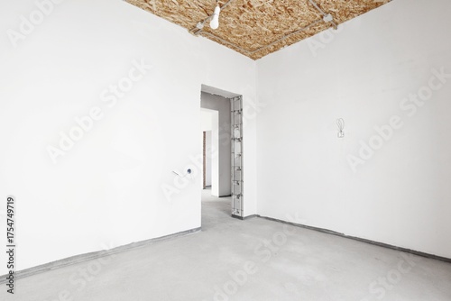 nterior of the apartment without decoration in gray colors