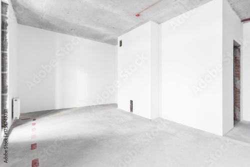 nterior of the apartment without decoration in gray colors