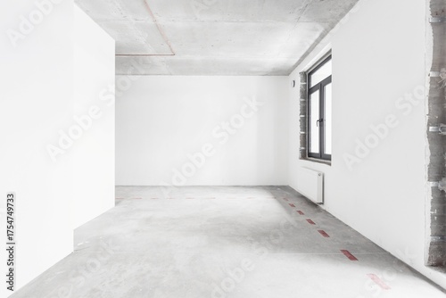 nterior of the apartment without decoration in gray colors