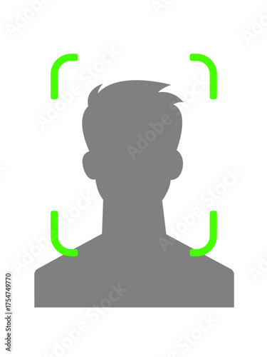 Face scan and face recognition icon design. Digital ID collecting and verifying data. Vector illustration.