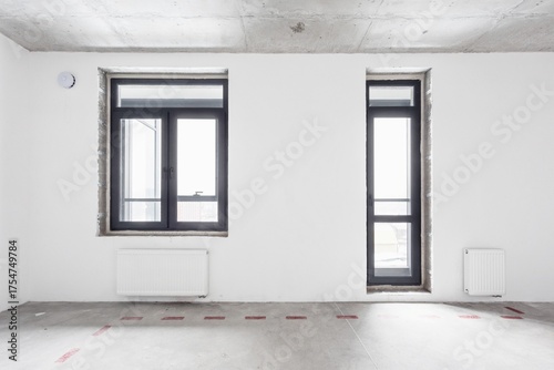 nterior of the apartment without decoration in gray colors