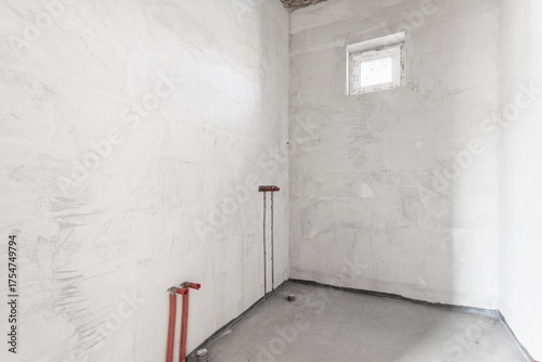 nterior of the apartment without decoration in gray colors