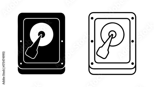 Hard drive icon with outline and solid fill