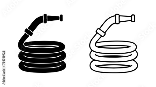 Garden hose with nozzle with transparent background
