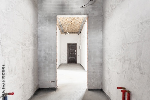 nterior of the apartment without decoration in gray colors