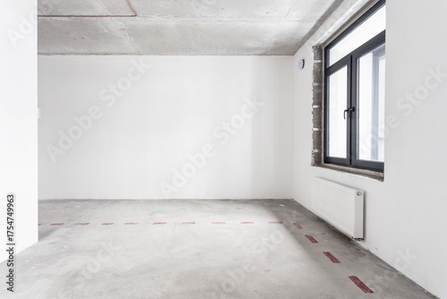 nterior of the apartment without decoration in gray colors