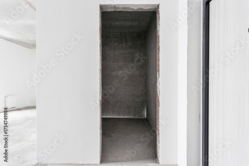 nterior of the apartment without decoration in gray colors