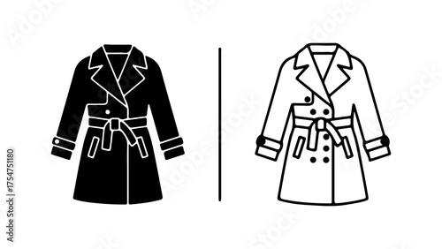 Trench coats outline with transparent background