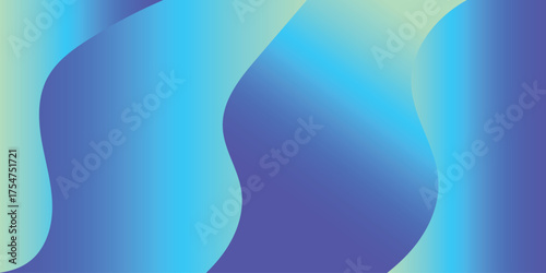 Vibrant Gradient Abstract Shape With Smooth Curves In Blue And Green Tones Flowing Color Spectrum.