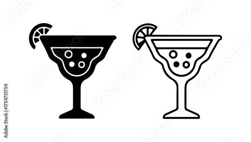 Martini glasses with olive garnish with transparent background