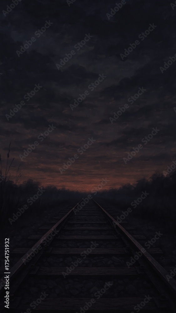 Fototapeta premium Moody railway sunset mobile wallpaper