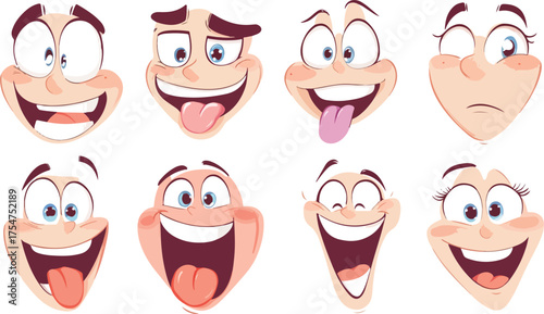 Funny cartoon tooth set for facial expression illustration design