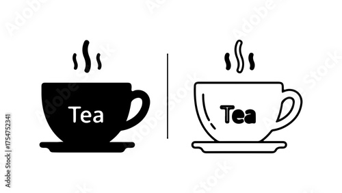 Hot tea cups with steam with transparent background