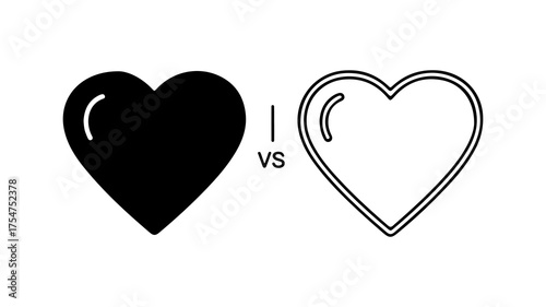 Two hearts comparison with transparent background