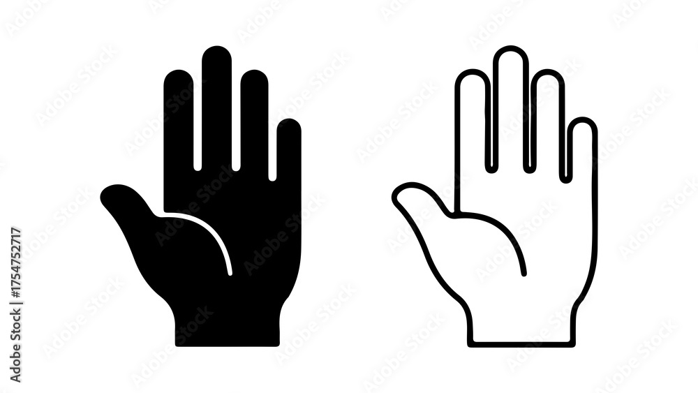 Fototapeta premium Hand icons with outline and solid fill with transparent background