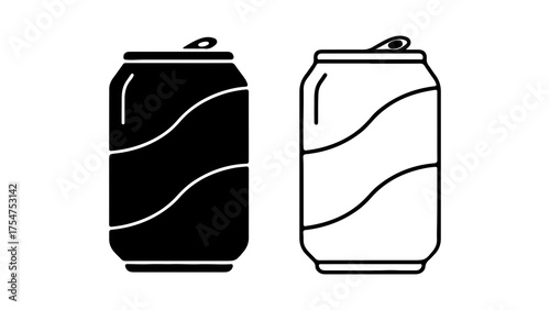 Soda cans with outline and solid fill with transparent background