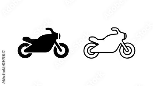 Motorcycle outline and solid shapes with transparent background