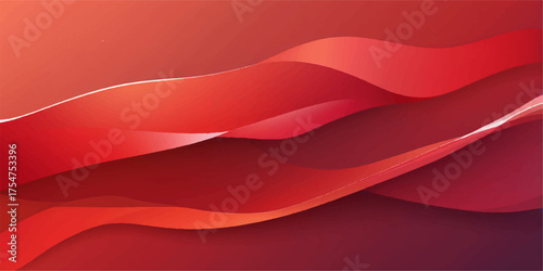 A vibrant red satin fabric backdrop with a smooth, flowing wave texture and light reflection, perfect for an elegant vector design or business decoration