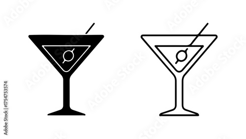 Martini glass outline with transparent background