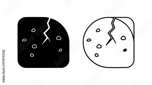 Cracked rock with holes with transparent background