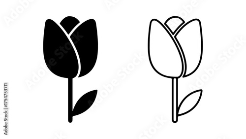 Tulip flower icons with transparent background