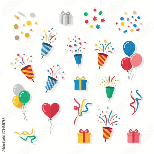 Colorful festive elements collection isolated