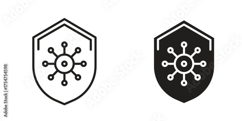 Virus protection shield icon in vector. Logotype