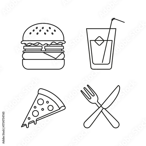 Food and beverage icons set