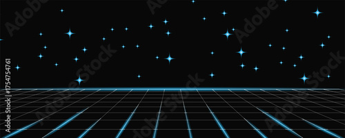 START NEW GAME .press start button .pixel art .8 bit game. retro game. for game assets in vector illustrations. Retro Futurism Sci-Fi Background. glowing neon grid. and stars from vintage arcade comp