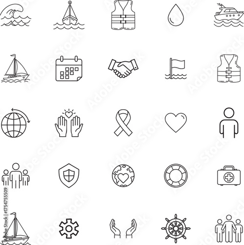 Maritime Rescue and Flood Relief Volunteer Icons