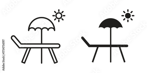 Sun bed icon in vector. Logotype